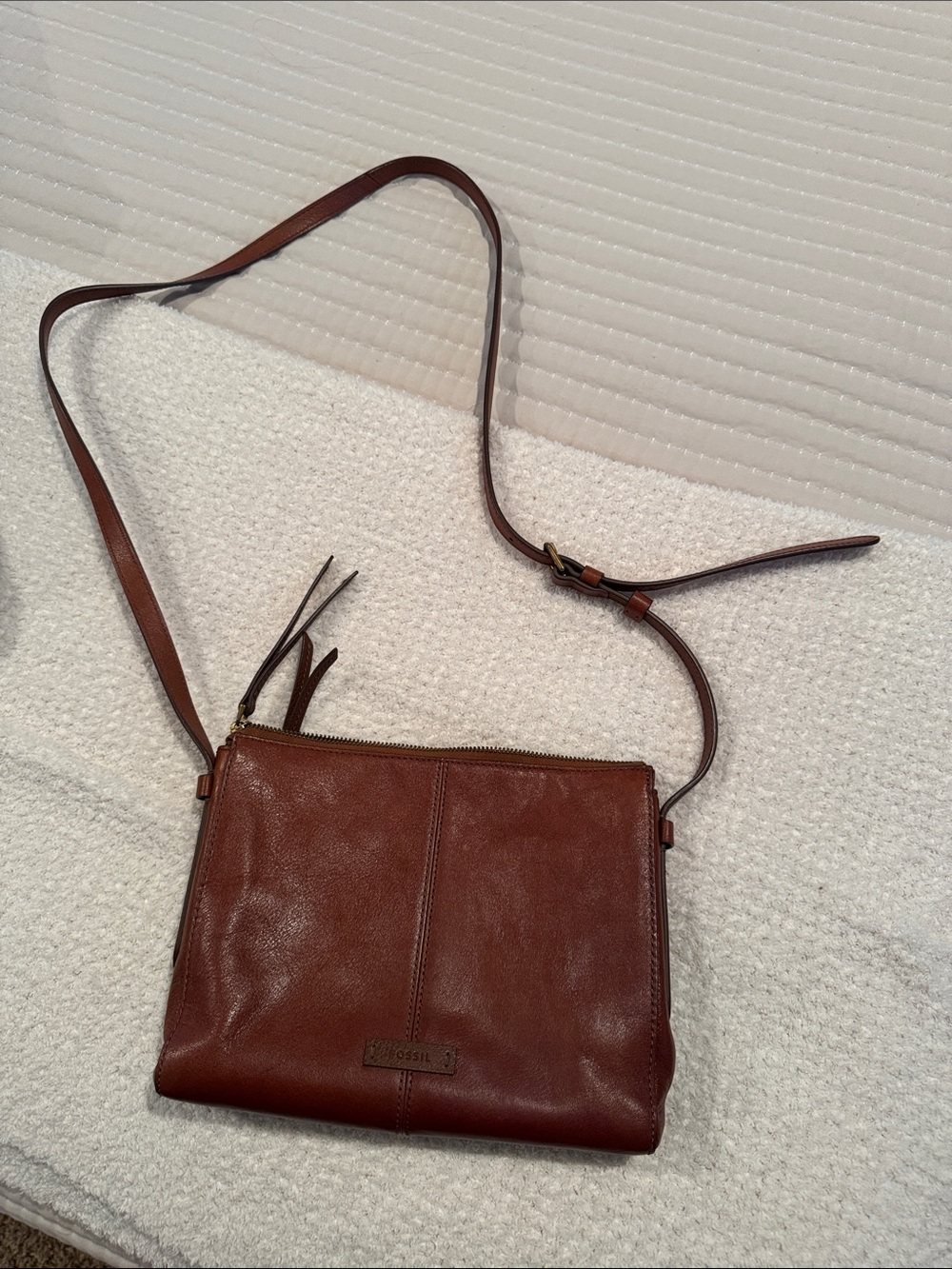 Fossil Chestnut Brown Leather Crossbody Bag